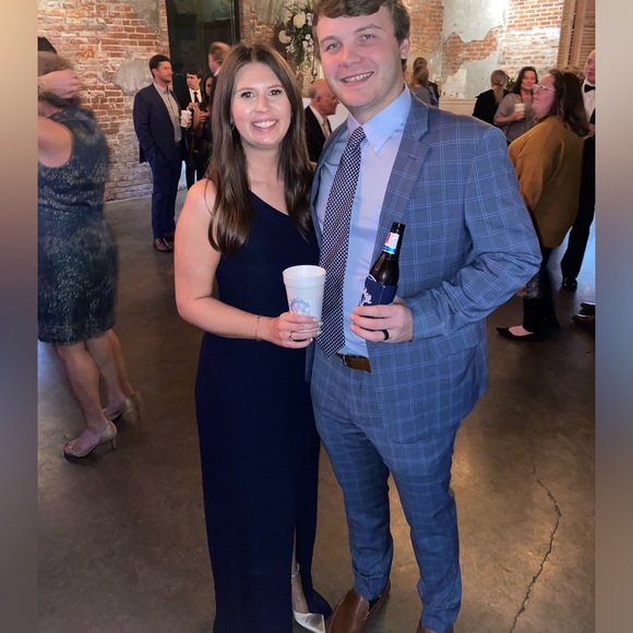 Thread Navy One Shoulder Formal Dress with Slit - Picture 1 of 2